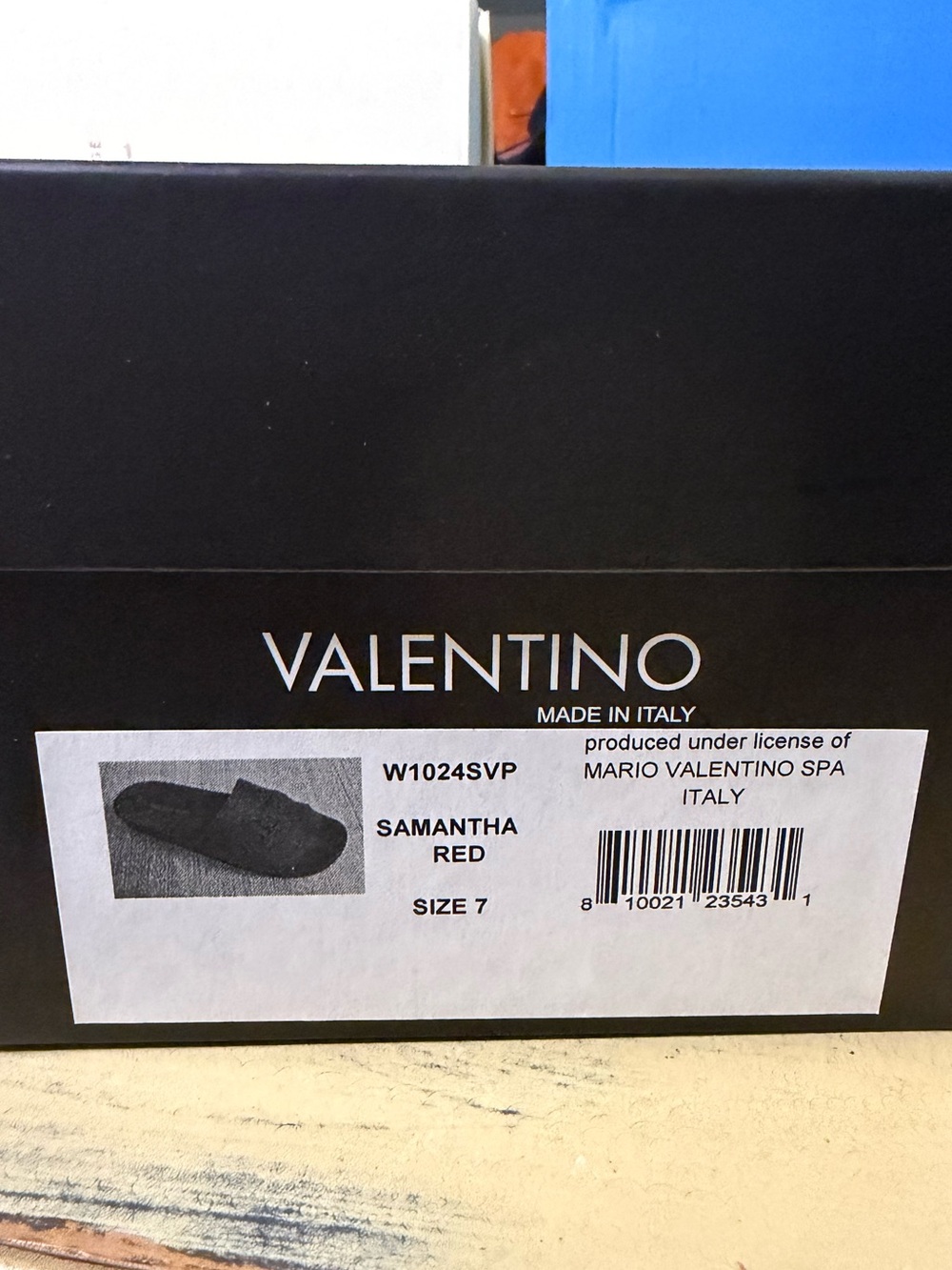 Valentino Red Embossed Logo Slide Sandals - Picture 9 of 9